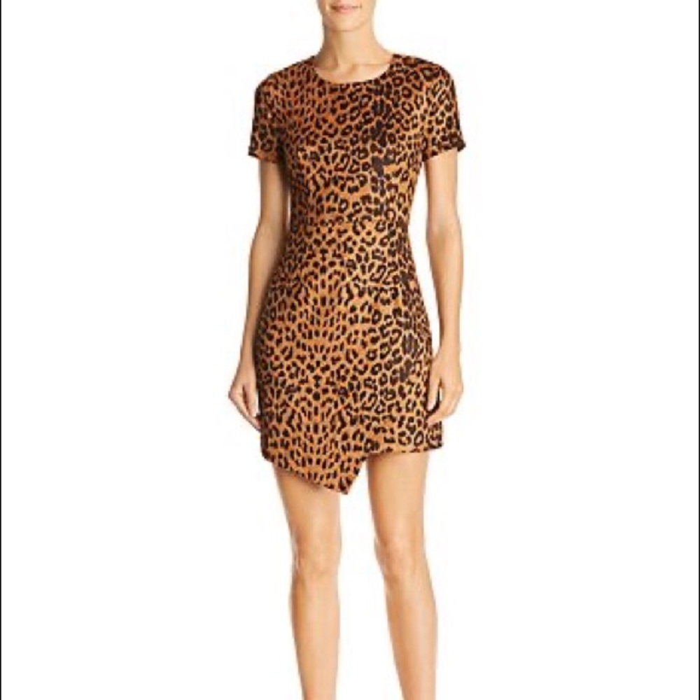 Aqua faux suede leopard print dress